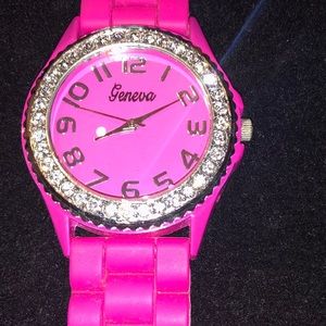 💕💕Hot Pink Geneva Bling Watch